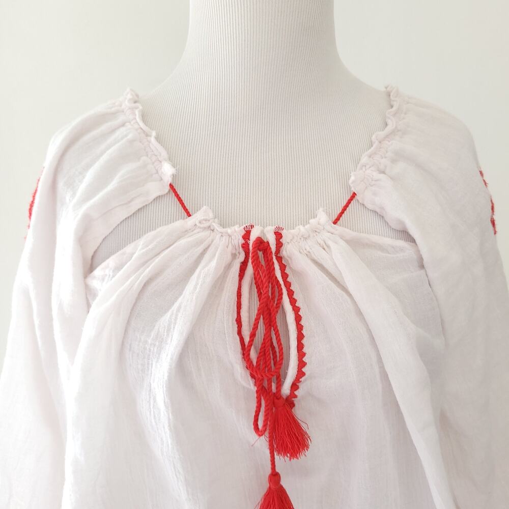 Ralph Lauren Denim & Supply Embroidered Peasant Blouse White Women Large - Picture 4 of 11